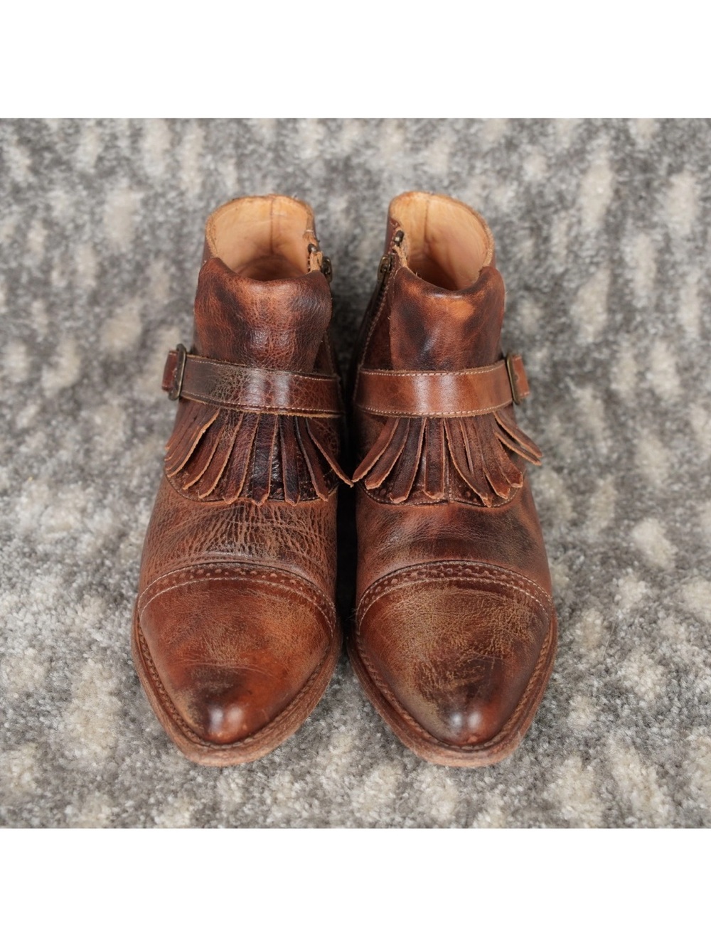 Bed Stu Cobbler Ankle Bootie With Fringe Women’s US8 Brown Leather Inside & Out - Picture 5 of 15